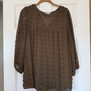 JODIFL Olive Textured Blouse